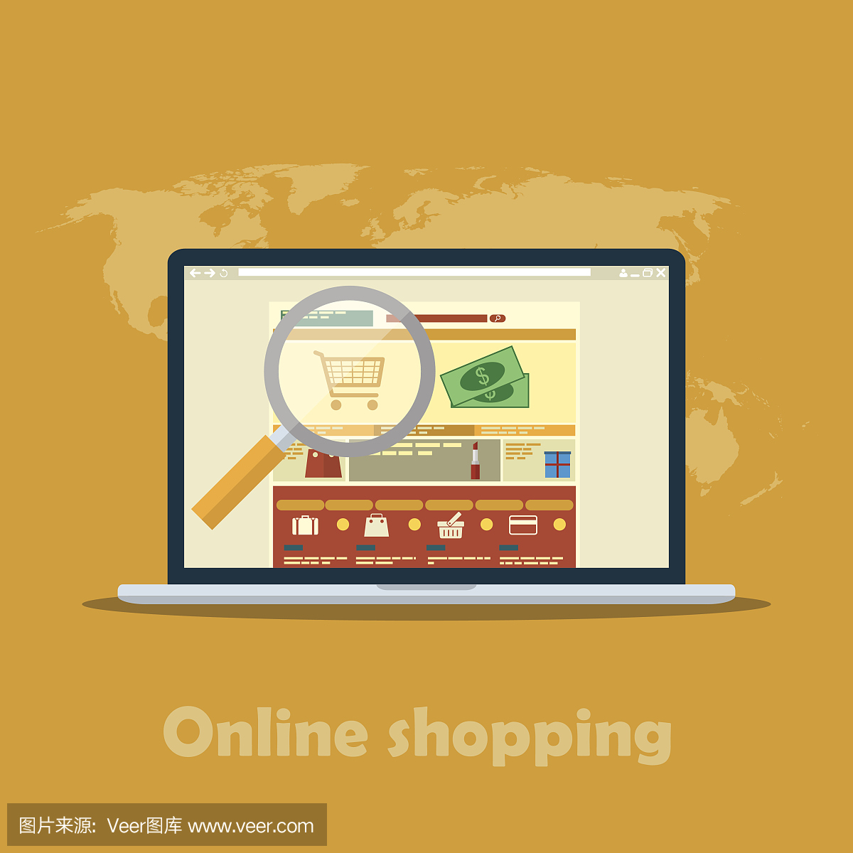 移動(dòng)營銷和網(wǎng)上購物的圖標(biāo)